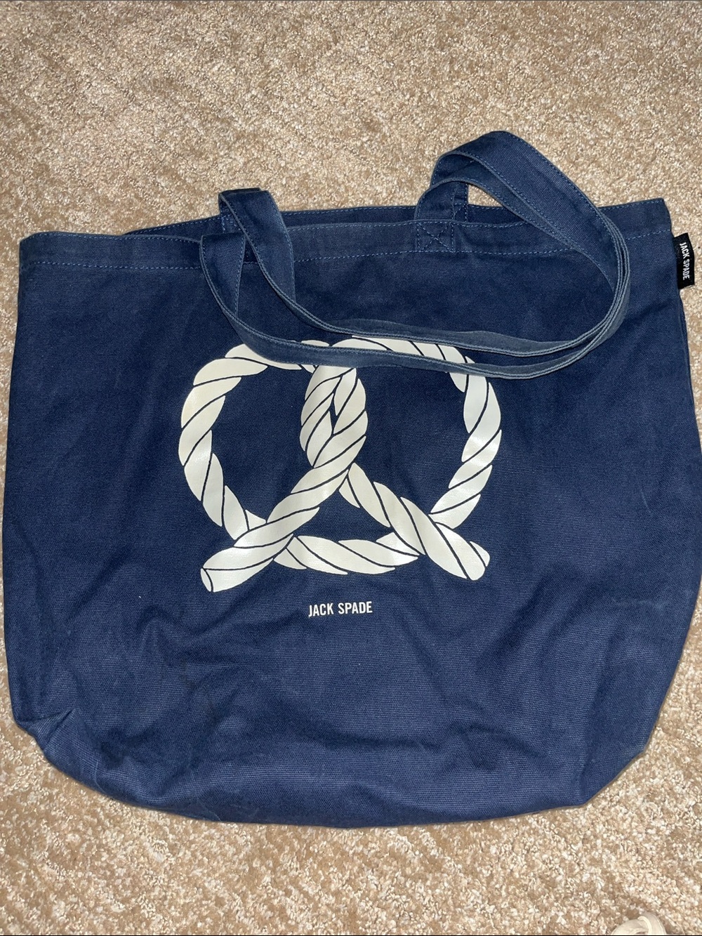 Jack Spade Navy Canvas Tote with White Rope Motif